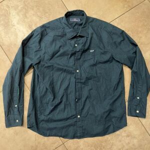 Vineyard Vines  sheep & Ian Long Sleeve Button Up Shirt Green Blue Checkered XL